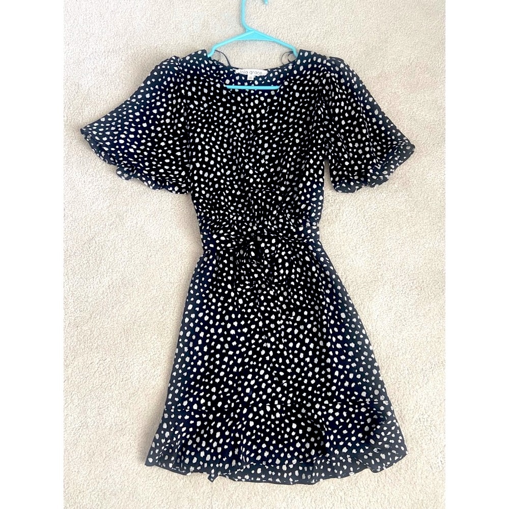 Dry Goods Black/White Print Wrap Dress